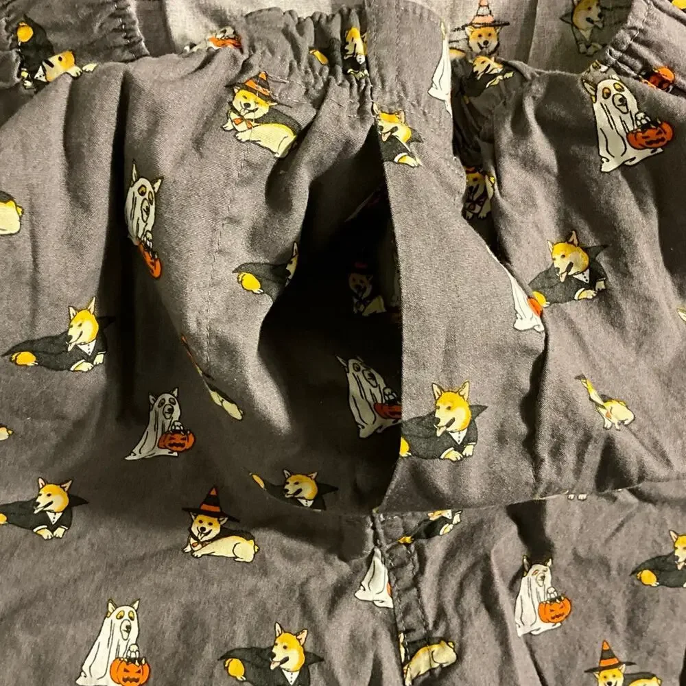 Re-Imagined J Crew 100% Cotton Boxers Shorts Halloween Dogs Gray Open Fly Unisex